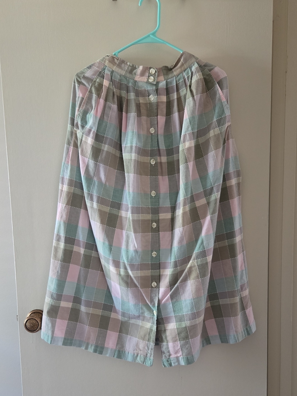 Vintage Pastel Plaid Button Down Skirt S